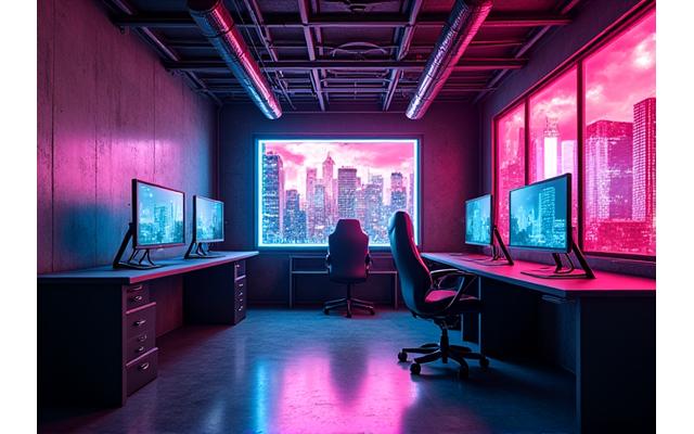 사이버펑크 테마 게임룸